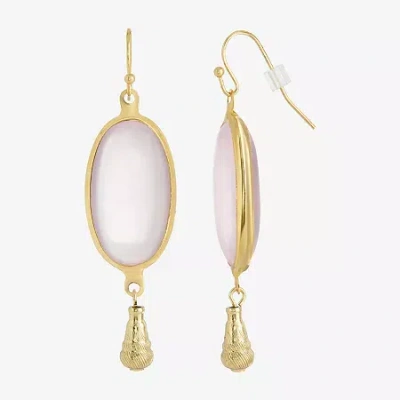 1928 Jewelry 1928 Womens Pink Glass Oval Drop Earrings