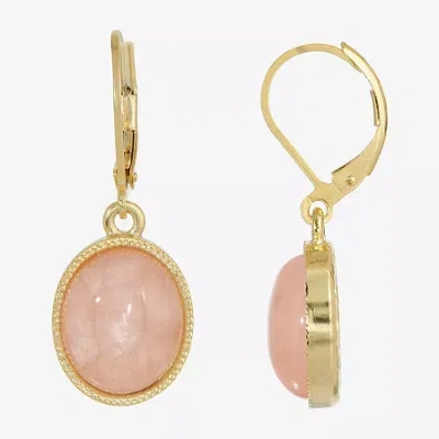 1928 Jewelry 1928 Womens Pink Quartz Oval Drop Earrings