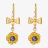 1928 Jewelry 1928 Womens Purple Crystal Bow Flower Drop Earrings In Gold