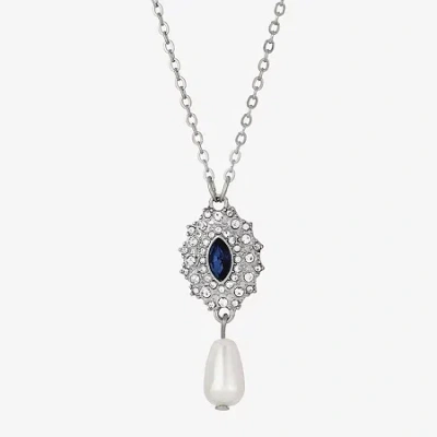 1928 Jewelry 1928 Womens Simulated Pearl Alloy 16 Inch Pendant Necklace In Blue