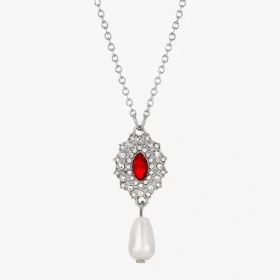 1928 Jewelry 1928 Womens Simulated Pearl Alloy 16 Inch Pendant Necklace In Red