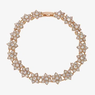 1928 Jewelry 1928 Womens White Crystal Flower 7.5 Inch Tennis Bracelet