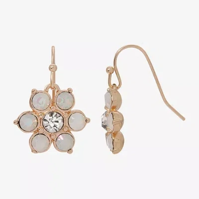 1928 Jewelry 1928 Womens White Crystal Flower Drop Earrings