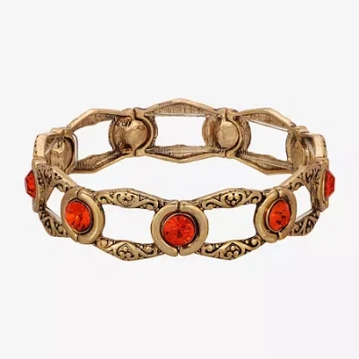 1928 Jewelry 1928 Womens White Glass Round Stretch Bracelet In Orange