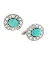 1928 Jewelry Silver-tone Oval Cufflinks In Turquoise
