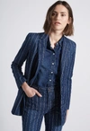 CURRENT ELLIOTT THE CALLA BLAZER - 0 / STRIPED INDIGO,19-2-005291-OW00960_STRIPED INDIGO