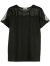 NINA RICCI NINA RICCI LACE PANELLED T-SHIRT - BLACK