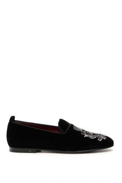 Dolce & Gabbana Velvet Loafer In Black