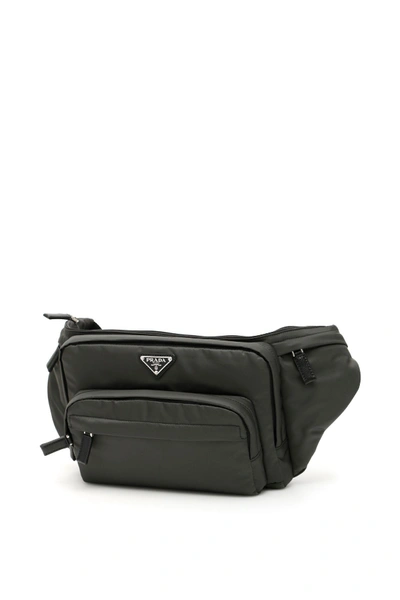 Prada Logo Nylon Belt Bag In Piombo (grey)