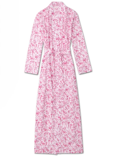 Derek Rose Women's Full Length Dressing Gown Ledbury 22 Cotton Batiste Pink