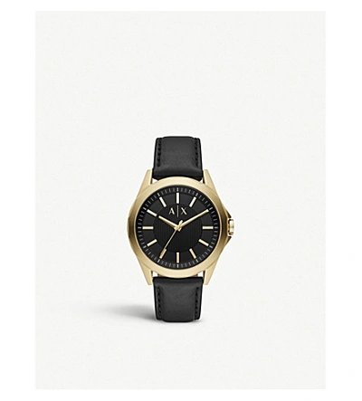 Armani Exchange Ax2636 Drexler Rose-gold Plated Stainless Steel And Leather Watch In Black