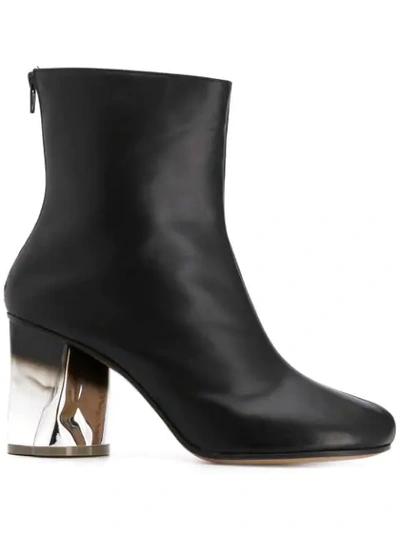Maison Margiela 80mm Crusched Heel Leather Boots In Black