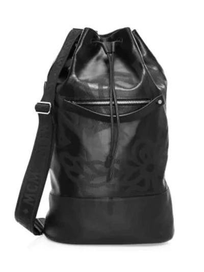 Mcm Men's Max Coated Canvas Large Drawstring Backpack In Black | Black