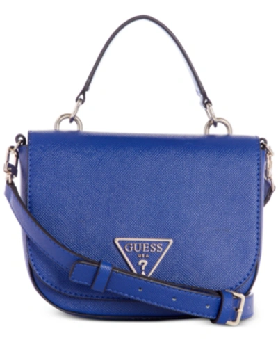 Guess Carys Mini Crossbody In Blueberry/gold