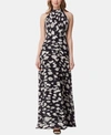 TAHARI ASL HIGH-NECK PRINTED MAXI DRESS