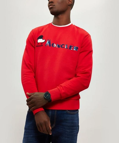 Moncler Logo Patch Sweatshirt In Red