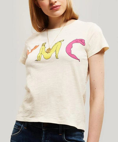 Ymc You Must Create Slub Cotton Psychedelic Women T-shirt In Brown