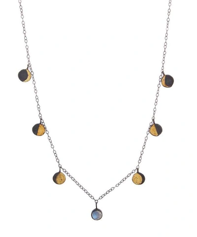 Acanthus Oxidised Silver Lunar Layers Moonstone Necklace In Gold