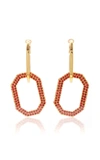 Oscar De La Renta Gold-tone And Pavé Crystal Earrings In Red