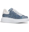 Alexander Mcqueen Larry Blue Glittered Leather Sneakers In Blue Glitter