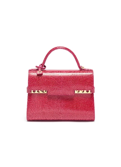 Delvaux 'tempête Mini' Lizard Leather Satchel In Framboise