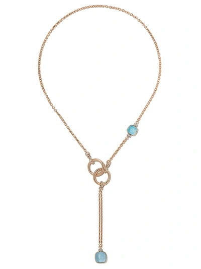 Pomellato 18kt Rose And White Gold Nudo Sky Blue Topaz And Diamond Necklace