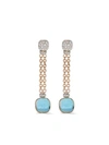 POMELLATO 18KT ROSE AND WHITE GOLD NUDO SKY BLUE TOPAZ AND DIAMOND DROP EARRINGS