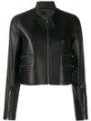 FENDI FENDI FF LOGO LEATHER JACKET - 黑色