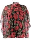 Red Valentino Camellia Printed Blouse In Black