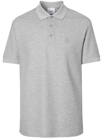 BURBERRY BURBERRY MONOGRAM MOTIF COTTON PIQUÉ POLO SHIRT - 灰色