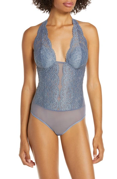 B.tempt'd By Wacoal Ciao Bella Lace Bodysuit In Flint Stone