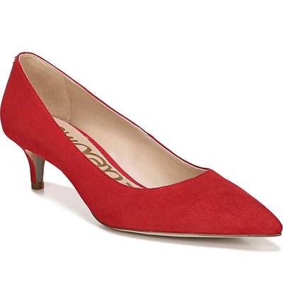 Sam Edelman Dori Kitten Heel Pumps Women's Shoes In Lipstick Red Suede