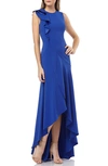CARMEN MARC VALVO INFUSION RUFFLE SHOULDER HIGH/LOW GOWN,661913