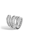 JOHN HARDY CLASSIC CHAIN PAVE DIAMOND WRAP RING,RBP903632DIX7