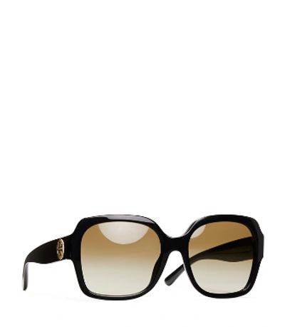 Tory Burch Reva Large Square Sunglasses In Black