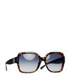 Tory Burch Reva Large Square Sunglasses In Blue Amber Tortoise/navy