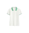 Tory Sport Tory Burch Performance Piqué Pleated-collar Polo In Snow White/vineyard