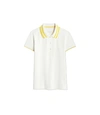 Tory Sport Performance Pique Pleated-collar Polo In Snow White / Sundance