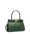 Tory Burch Small Lee Radziwill Croc Embossed Leather Satchel - Green In Nordwood