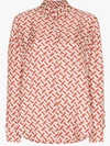 Burberry Godwit Monogram Print Silk Shirt In Red