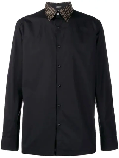 Fendi Monogram Trim Shirt - 黑色 In Noir