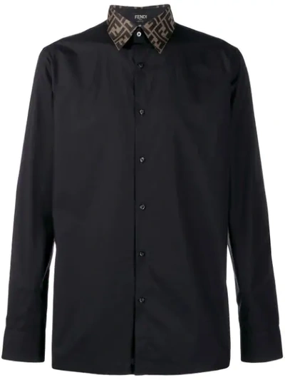 Fendi Monogram Trim Shirt In Black