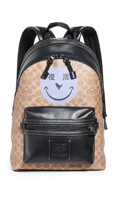 Coach 1941 X Yeti Out Academy Smiley Face Backpack In Khaki