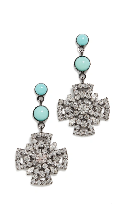 Elizabeth Cole Georgia Earrings In Turquoise/crystal