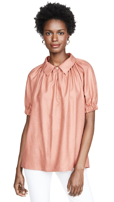 Adeam Balloon Shirt In Peach Coral