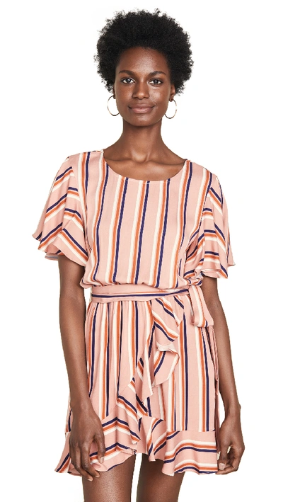 Bb Dakota Stripe Three Dress In Rosette Pink