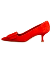 Manolo Blahnik Maysale Buckle Pointed Toe Pump In Red