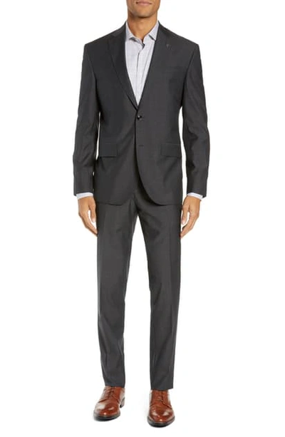 Ted Baker Roger Slim Fit Dobby Wool Suit In Grey