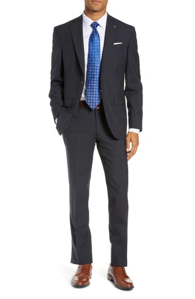 Ted Baker Roger Slim Fit Windowpane Wool Suit In Charcoal
