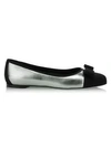 FERRAGAMO Varina Cap-Toe Metallic Leather Ballet Flats